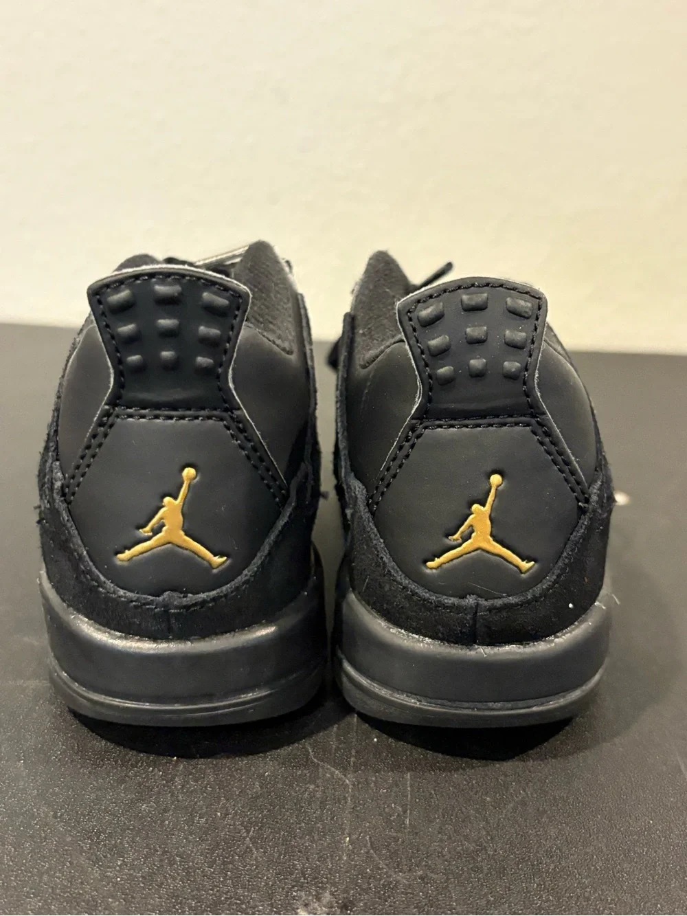 Nike Jordan 4 Retro BT 308500-032 Black Gold Royalty Shoes Kids Size 9C
